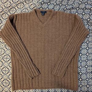 J. Crew Women's Tan V-Neck Wool Sweater